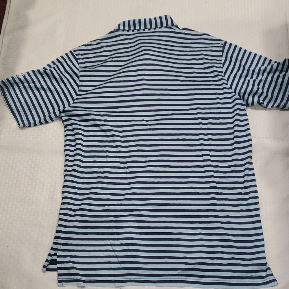 Peter Millar Blue Striped Polo Shirt Size M - Picture 10 of 11